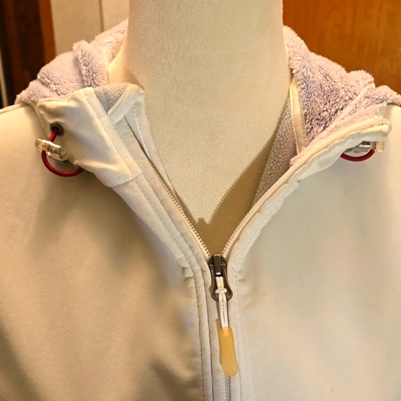 Natural Reflections Jacket Ivory Full Zip Fur-lined Drawstring Hood Women Medium - Picture 2 of 15